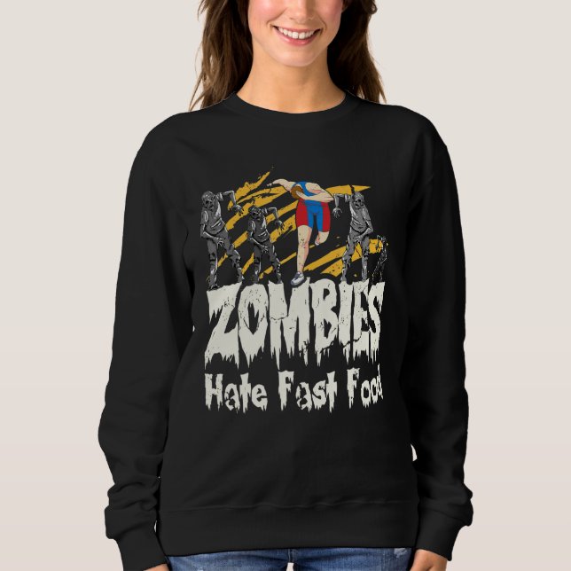 Sudadera Los zombies odian la comida rápida en Halloween co (Anverso)