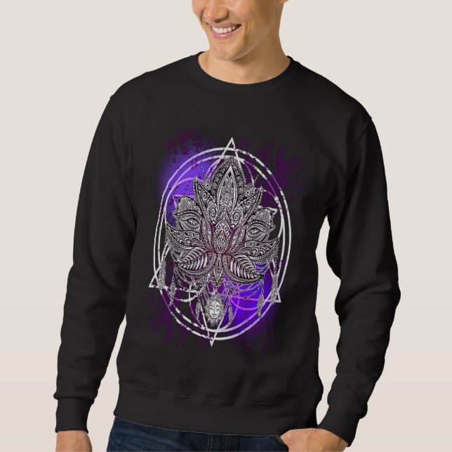 Sudadera Lotus Crystals Zen Flower Of Life Hippie Sacred Ge (Anverso)