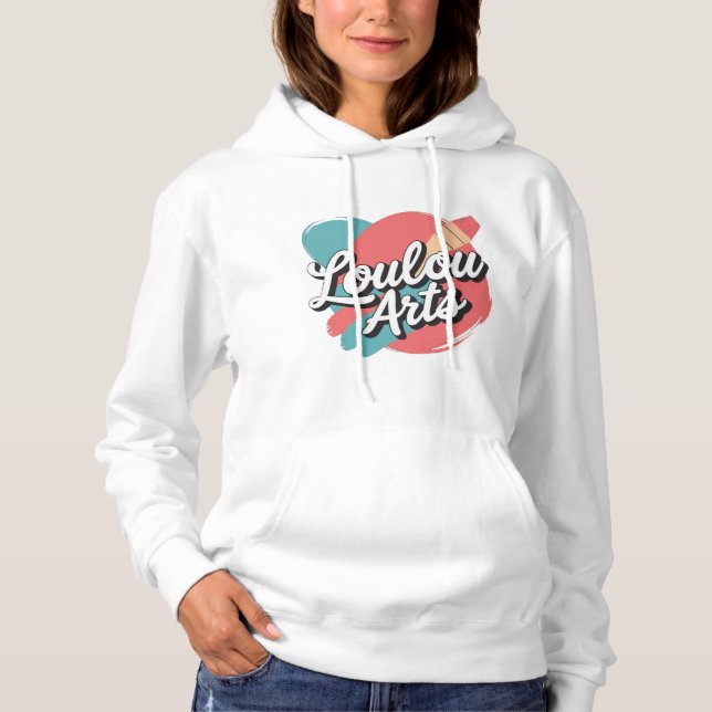 Sudadera Loulou Arts Retro Hoodie - Pink Teal Brush Stroke  (Anverso)