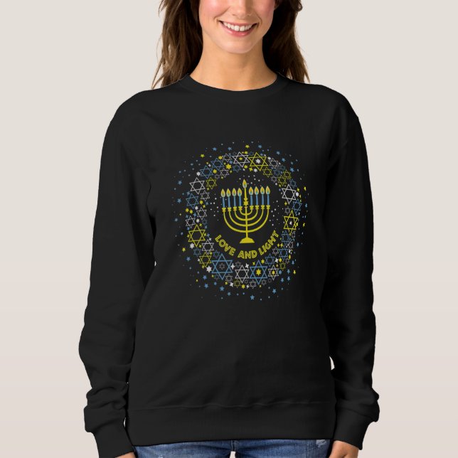 Sudadera Love And Light Hanukkah Jew Menorah Jewish Chanuka (Anverso)