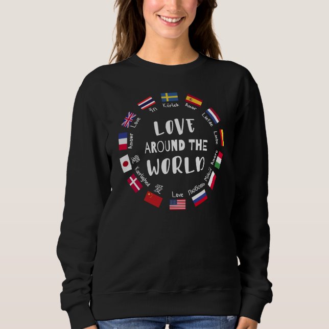 Sudadera Love Around the World Languages  (Anverso)