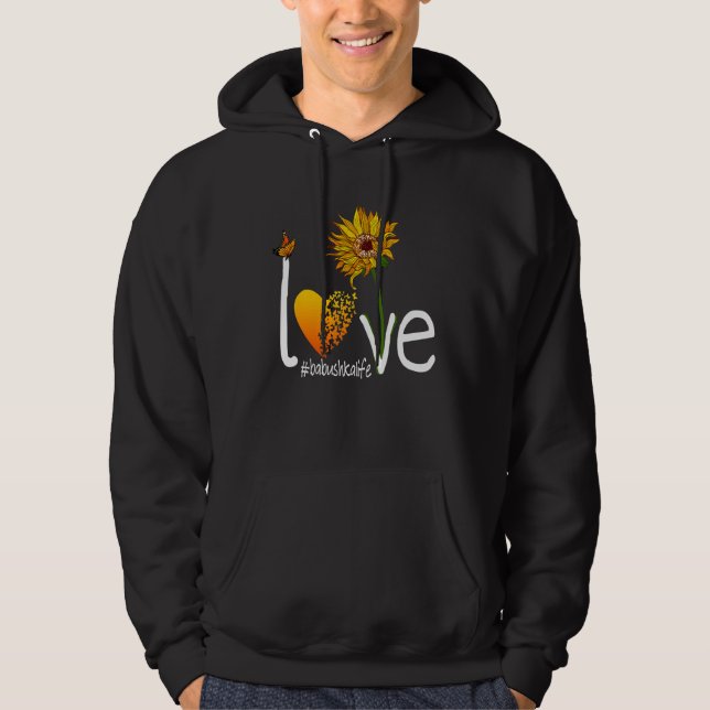 Sudadera Love Babushka Life Grandma Butterfly Sunflower Gra (Anverso)