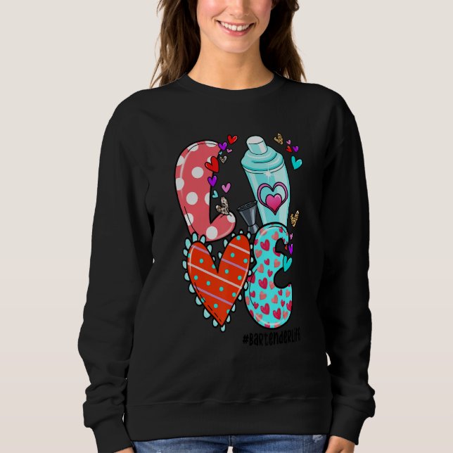 Sudadera LOVE Bartender Life Leopard Heart Valentine's Day  (Anverso)