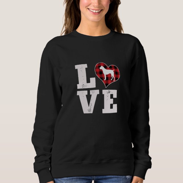 Sudadera Love Boxer Dog Lover Gifts Dog Buffalo Plaid Valen (Anverso)