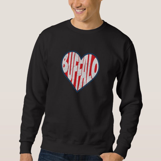Sudadera LOVE BUFFALO NY New York 716 retro heart city Buff (Anverso)