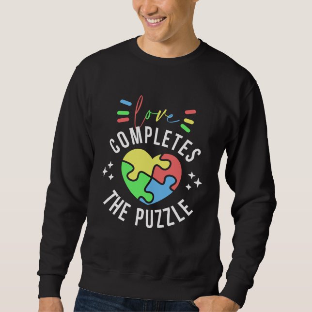 Sudadera Love Completes The Puzzle Autism Awareness Quote S (Anverso)