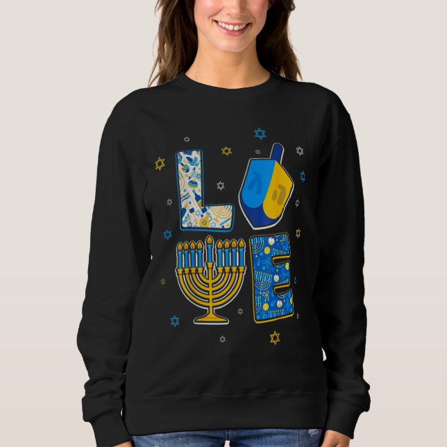 Sudadera Love Cute Hanukkah Decorations Dreidel Menorah Cha (Anverso)