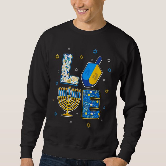 Sudadera Love Cute Hanukkah Decorations Dreidel Menorah Cha (Anverso)