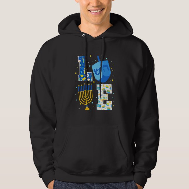 Sudadera LOVE Cute Hanukkah Decorations Dreidel Menorah Cha (Anverso)