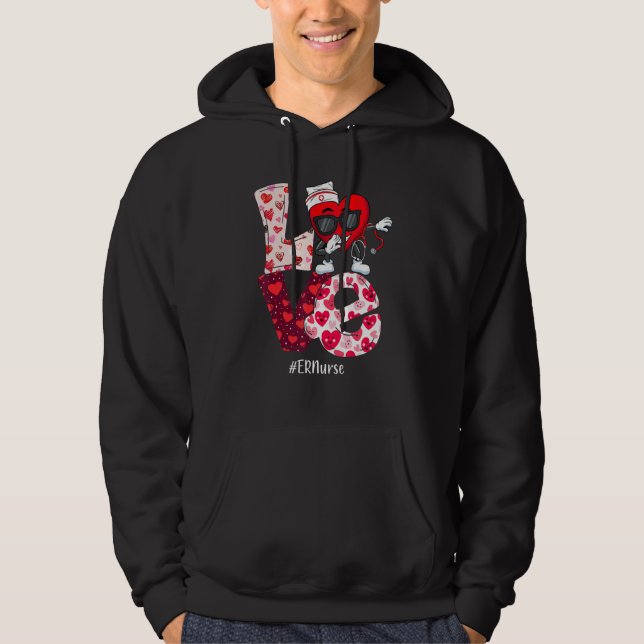 Sudadera LOVE ER Emergency Nurse Valentine Day Dabbing Hear (Anverso)