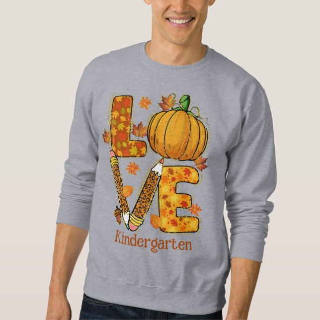 Sudadera LOVE Fall Teacher, hojas de otoño, impresión anima (Anverso)