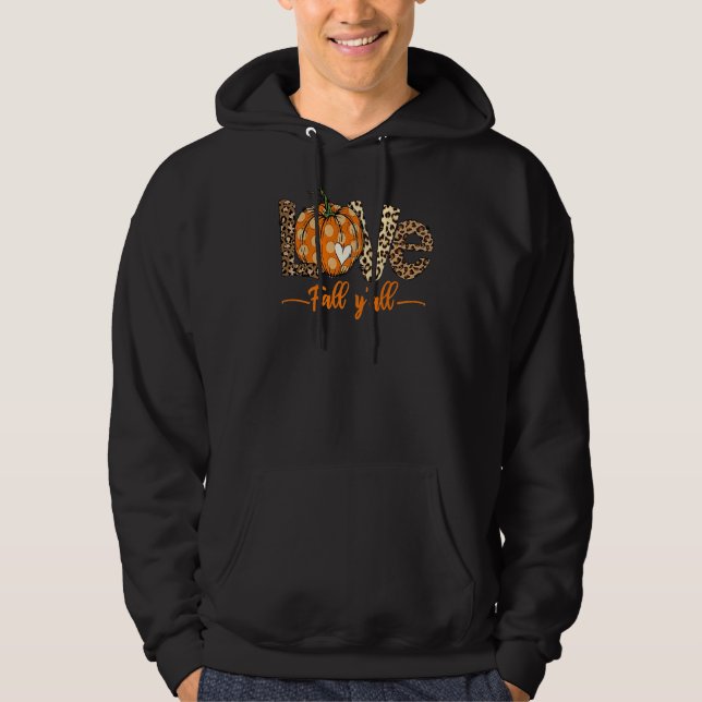 Sudadera Love Fall Y'all Women Thanksgiving Leopard Fall Pu (Anverso)