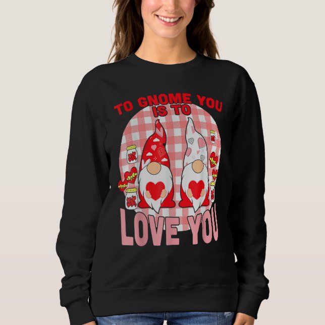 Sudadera Love Gnome To Funny Valentines Day Gnomes Holding  (Anverso)