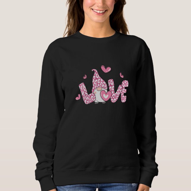 Sudadera Love Gnome Valentine Day Pink Leopard Heart Matchi (Anverso)