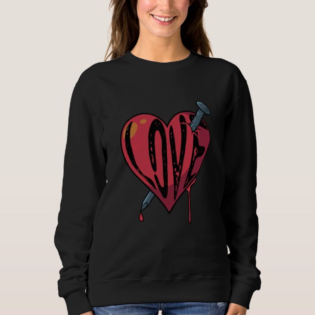 Sudadera Love Goth Heart Scene Emo Break Up Sad Heartbroken (Anverso)