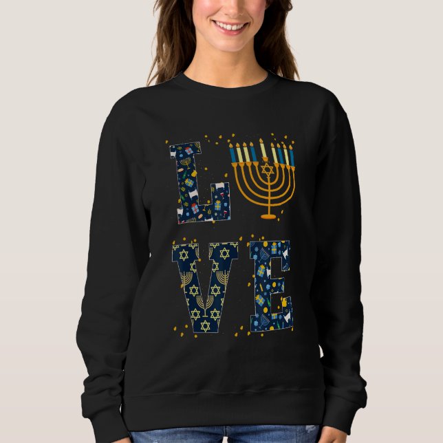 Sudadera Love Hanukkah Jewish Menorah Pajama Hanukkah Men W (Anverso)