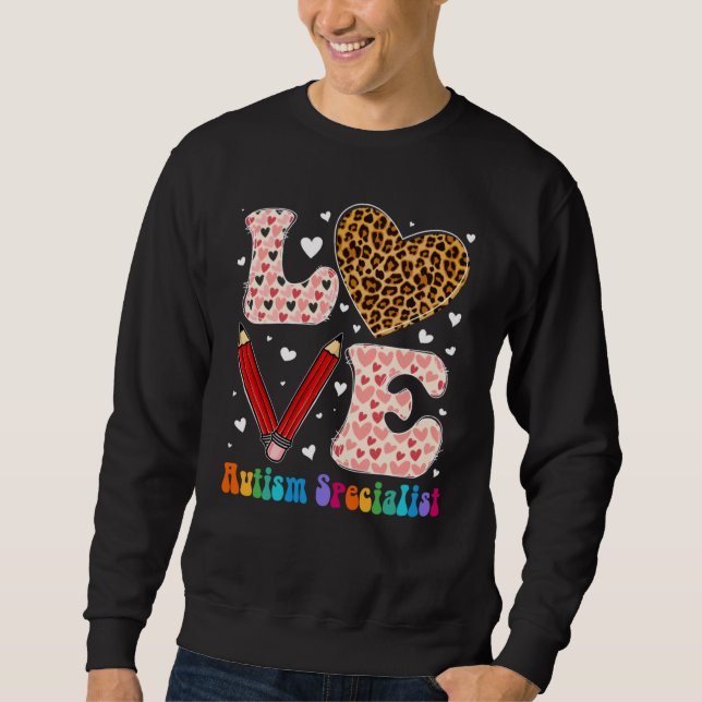Sudadera Love Heart Autism Specialist Leopard Plaid Valenti (Anverso)