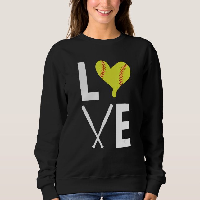 Sudadera Love Heart Shaped Ball Softball Bats  Softball (Anverso)