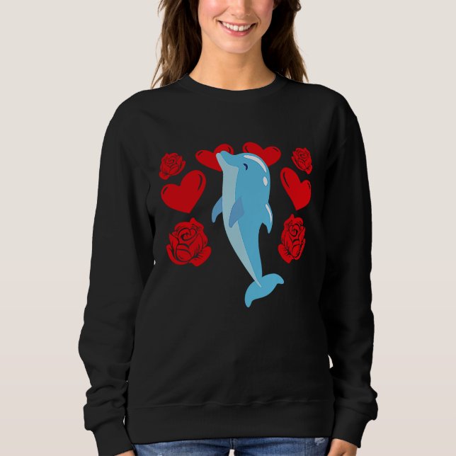 Sudadera Love Heart Valentine's Day Roses Dolphin Boys Kids (Anverso)