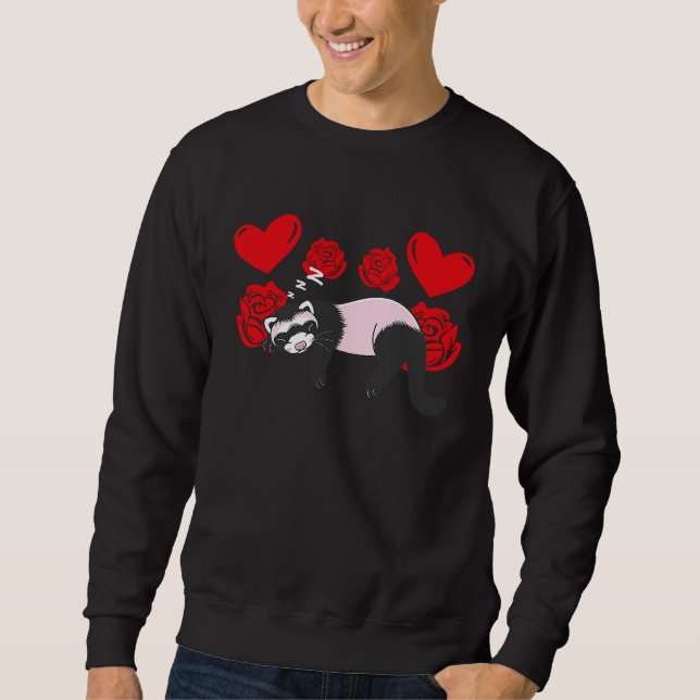 Sudadera Love Heart Valentine's Day Roses Ferrets Boys Kids (Anverso)