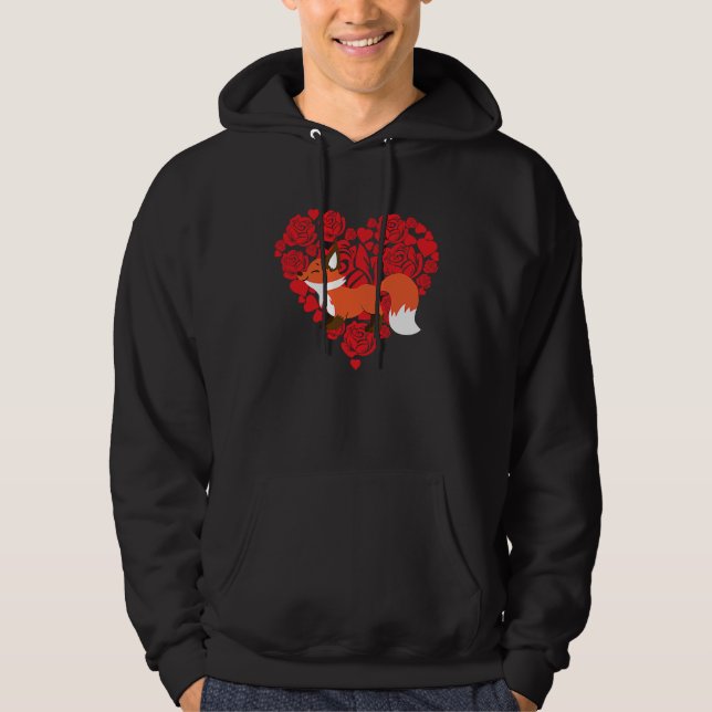Sudadera Love Heart Valentine's Day Roses Fox Boys Kids (Anverso)