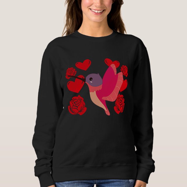 Sudadera Love Heart Valentine's Day Roses Hummingbird Boys  (Anverso)