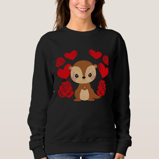 Sudadera Love Heart Valentine's Day Roses Otter Boys Kids (Anverso)