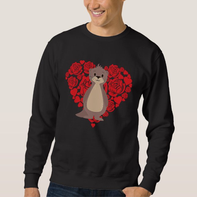 Sudadera Love Heart Valentine's Day Roses Sea Otter Boys Ki (Anverso)