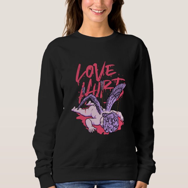 Sudadera Love Hurts Broken Sad Cupid Valentines Day Emo Bro (Anverso)