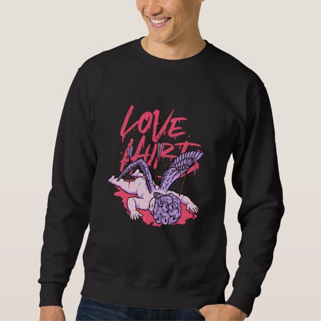 Sudadera Love Hurts Broken Sad Cupid Valentines Day Emo Bro (Anverso)