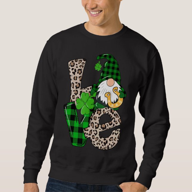 Sudadera Love Irish Gnome Tie Dye Shamrock St Patrick Day (Anverso)