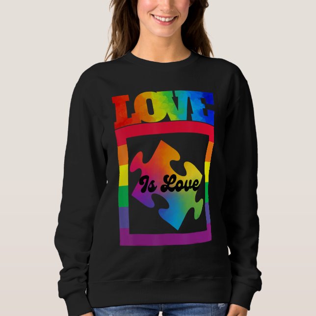 Sudadera Love is Love Jigsaw Rainbow LGBT Gay Lesbian Bi Tr (Anverso)