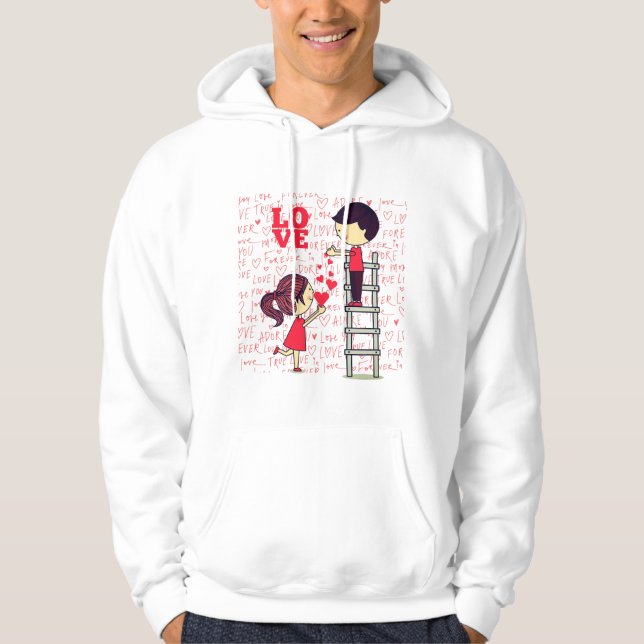Sudadera “Love Is Reaching Each Other – Cute Cartoon Valent (Anverso)