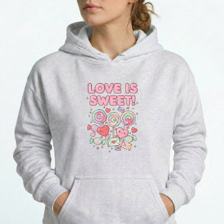 Sudadera Love Is Sweet Kawaii Hearts Pastel Pullover Hoodie