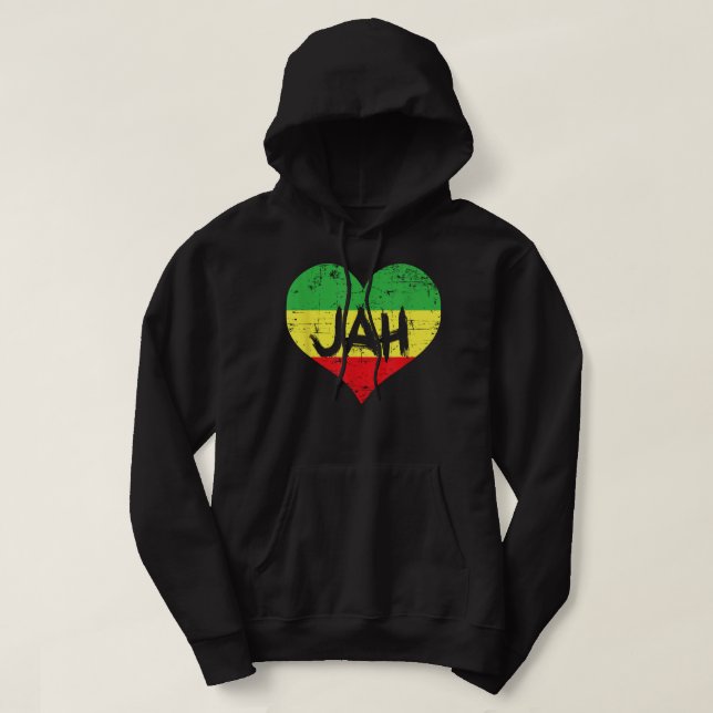 Sudadera Love Jah Heart Design Rastafari Reggae music (Diseño del anverso)