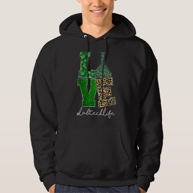 Sudadera Love Lab Tech Life Shamrock Leopard Happy St Patr (Anverso)