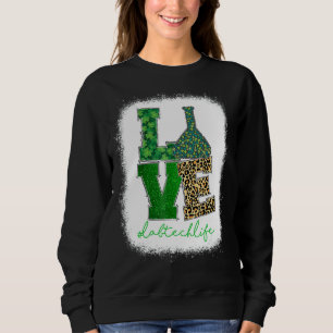 Sudadera Love Lab Tech Life Shamrock Leopard Happy St Patr