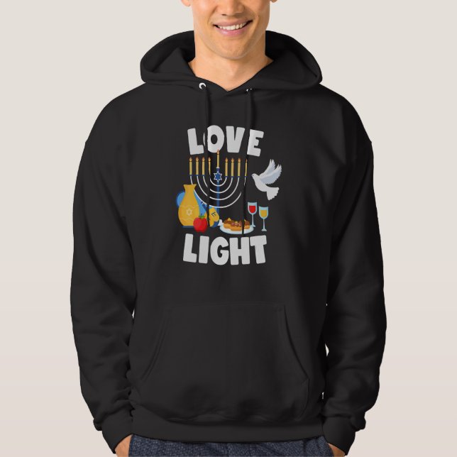 Sudadera Love Light Happy Hanukkah Jewish Holiday Chanukah (Anverso)