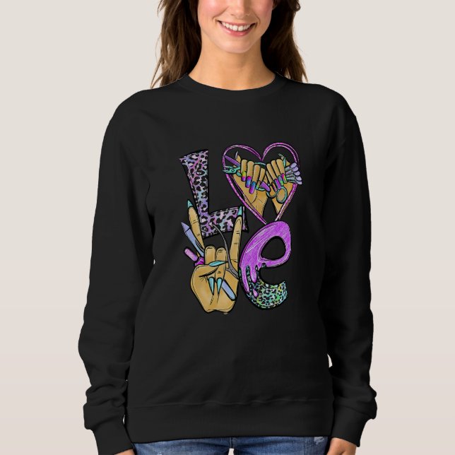 Sudadera Love Nail Tech Leopard Women Nail Master Sunflower (Anverso)