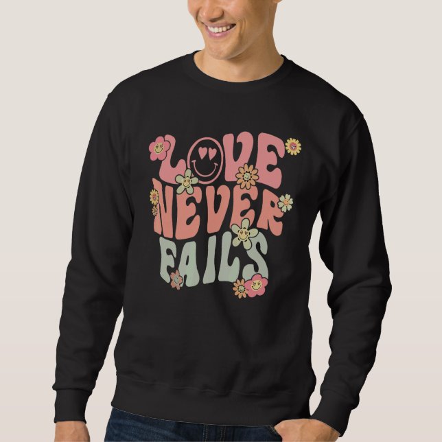 Sudadera Love Never Fails With Words on Back Aesthetic Tren (Anverso)