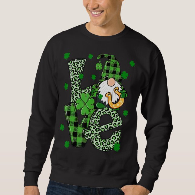 Sudadera Love Patrick Day Gnomes Four Leaf Clover Irish (Anverso)