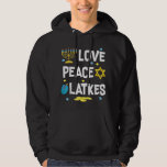 Sudadera Love Peace Latkes Hanukkah Chanukah Jewish Funny G<br><div class="desc">Love Peace Latkes Hanukkah Chanukah Jewish Funny Gift</div>