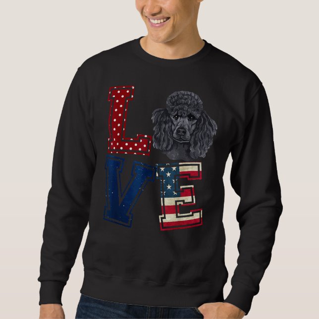 Sudadera Love Poodle Face Bandera Estadounidense Patriótica (Anverso)