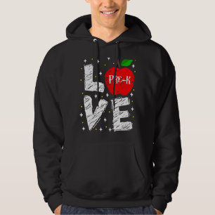 Sudadera Love Pre K Apple De Vuelta Al Profesor De La Escue