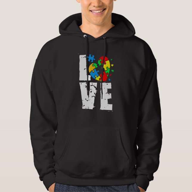 Sudadera LOVE Puzzle Pieces Heart Autism Awareness (Anverso)