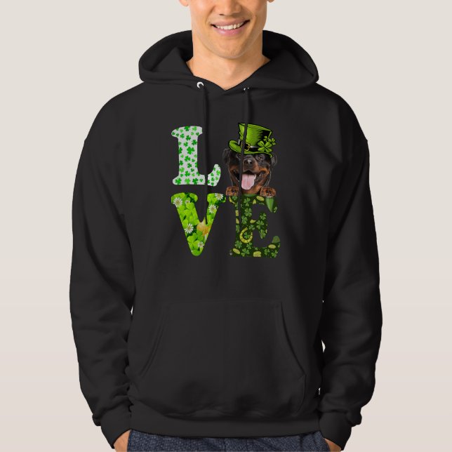 Sudadera Love Rottweiler St Patrick S Day Shamrock Irish Do (Anverso)