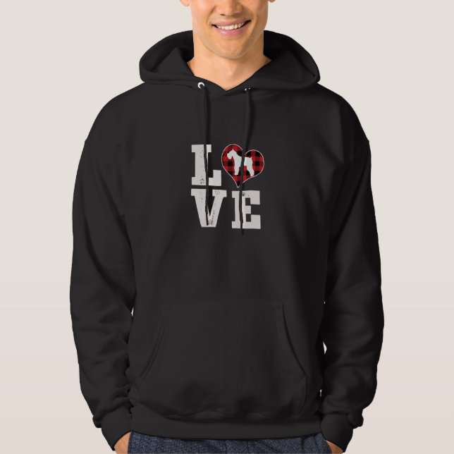 Sudadera Love Schnauzer Dog Lover Gifts Buffalo Plaid Valen (Anverso)