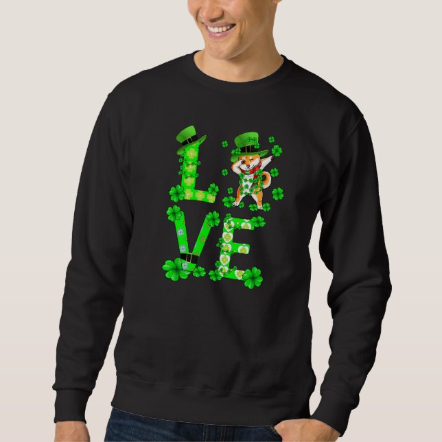 Sudadera Love Shamrock Funny St Patrick S Day Shiba Inu (Anverso)