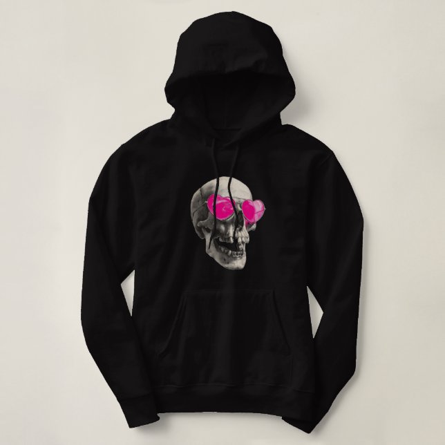 Sudadera 💗 Love Skull – Gafas de sol de corazón rosa (Diseño del anverso)