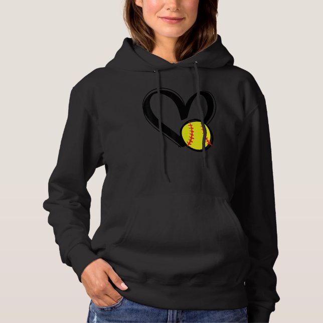 Sudadera Love Softball Heart Softball Love Men Women (Anverso)